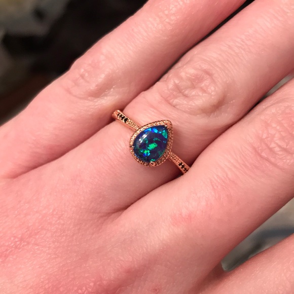 Fragrant Jewels Blue Opal Lovely Ring - Size 8 - Picture 2 of 10